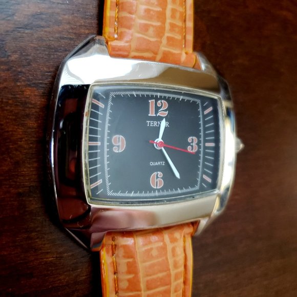 Bijoux Terner Orange Black Face Orange Leather Band Quartz Unisex Wrist Watch main image 6